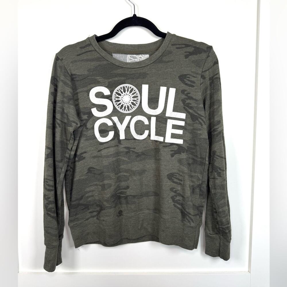 SoulCycle Green Camo Crewneck Sweatshirt Size XS